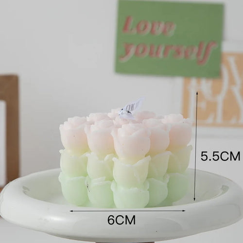 Korean Room Decor Bubble Square Scented Candle Home Decoration Luxury