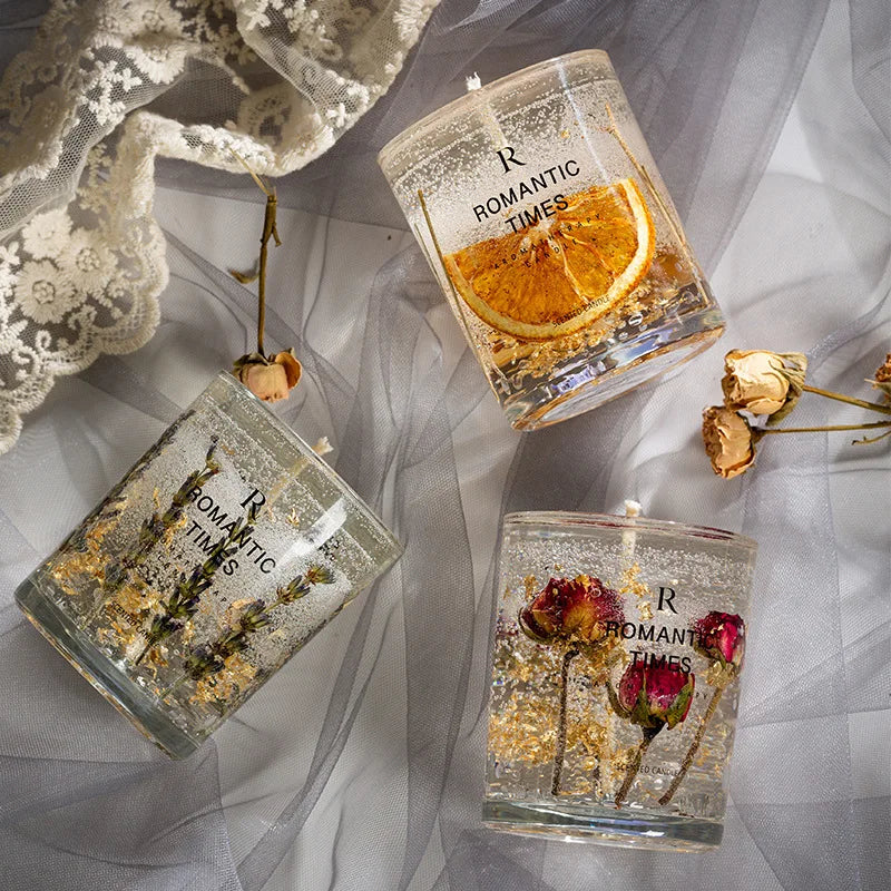 Clear Transparent Scented Candles Handmade Flower Jelly Wax Fragrance
