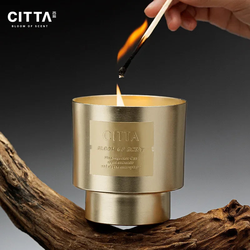 Tobacco Cigar Scented Candle Wood Core Teak Wood Aromatherapy Luxury