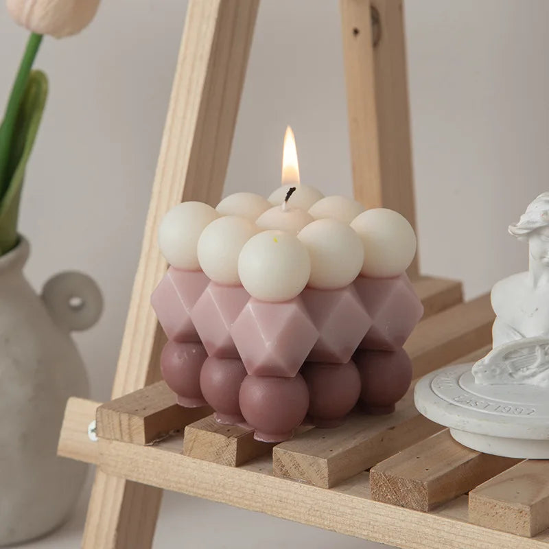 Korean Room Decor Bubble Square Scented Candle Home Decoration Luxury