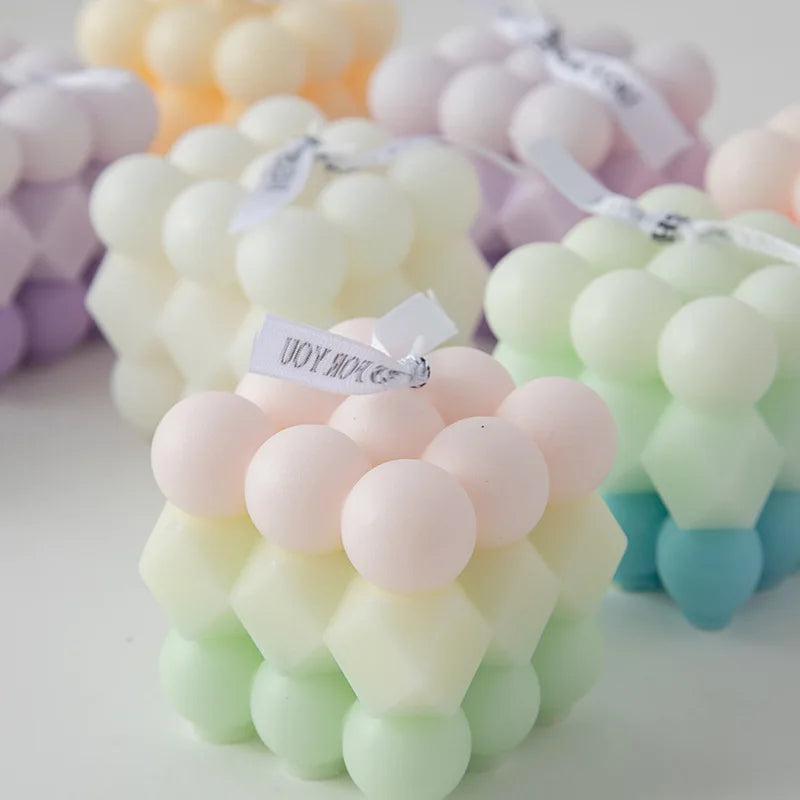 Korean Room Decor Bubble Square Scented Candle Home Decoration Luxury