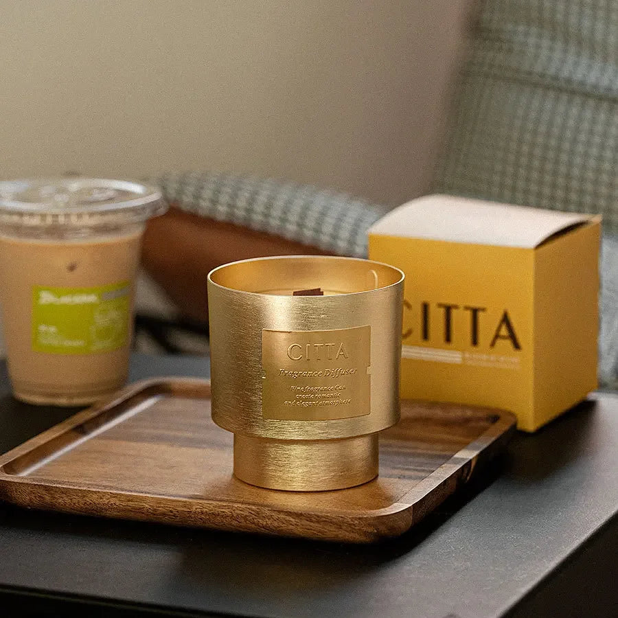 Tobacco Cigar Scented Candle Wood Core Teak Wood Aromatherapy Luxury