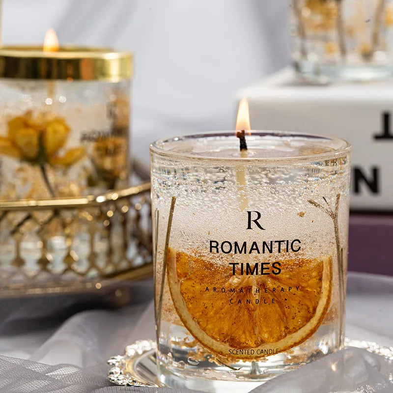 Clear Transparent Scented Candles Handmade Flower Jelly Wax Fragrance