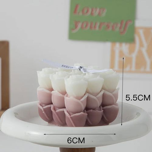 Korean Room Decor Bubble Square Scented Candle Home Decoration Luxury