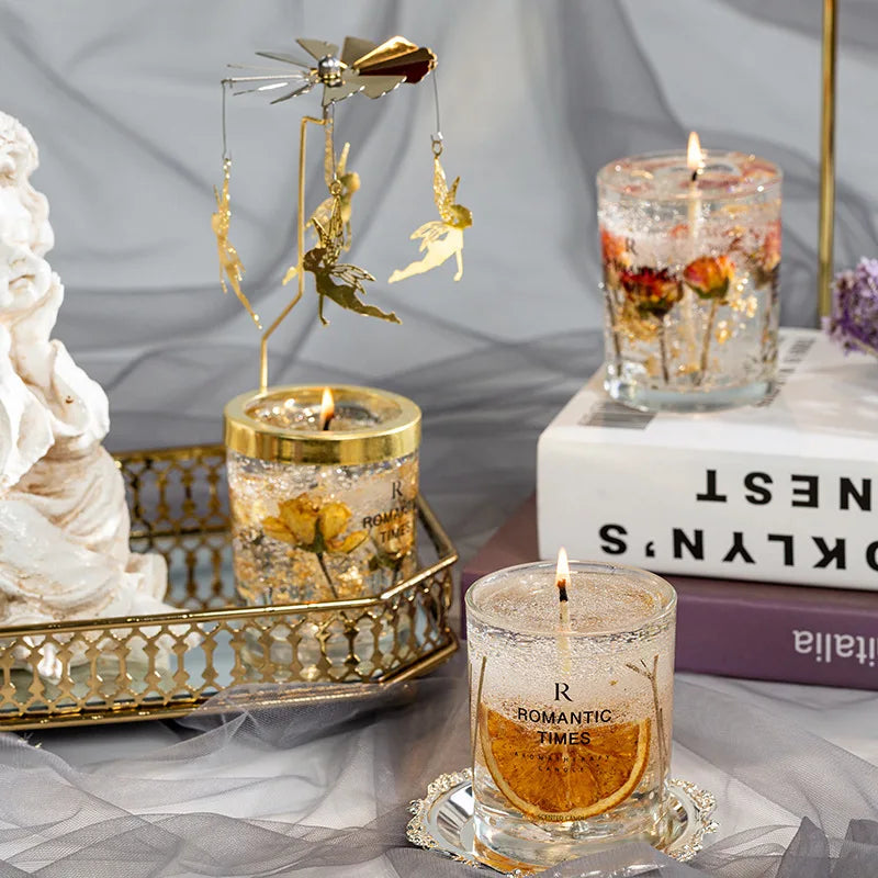 Clear Transparent Scented Candles Handmade Flower Jelly Wax Fragrance