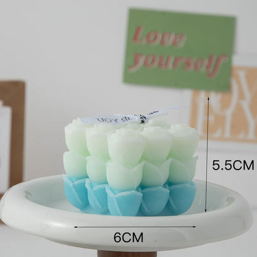 Korean Room Decor Bubble Square Scented Candle Home Decoration Luxury