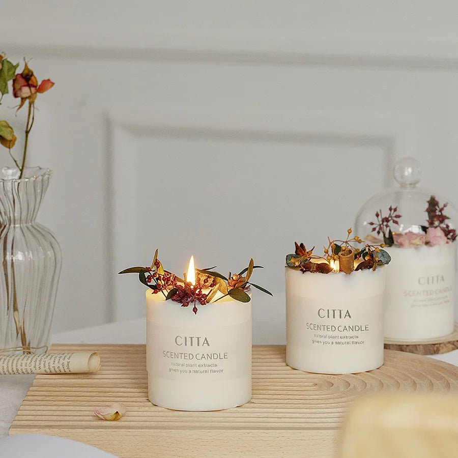 Luxury Scented Candles Romantic Gift Jelly Gel Wax Dried Flowers